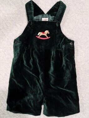 Talbots Kids vintage green velvet Christmas coverall 24m